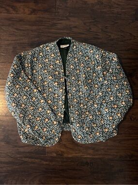 Universal Thread Green Floral Quilted Jacket | Women's Medium Cottagecore
